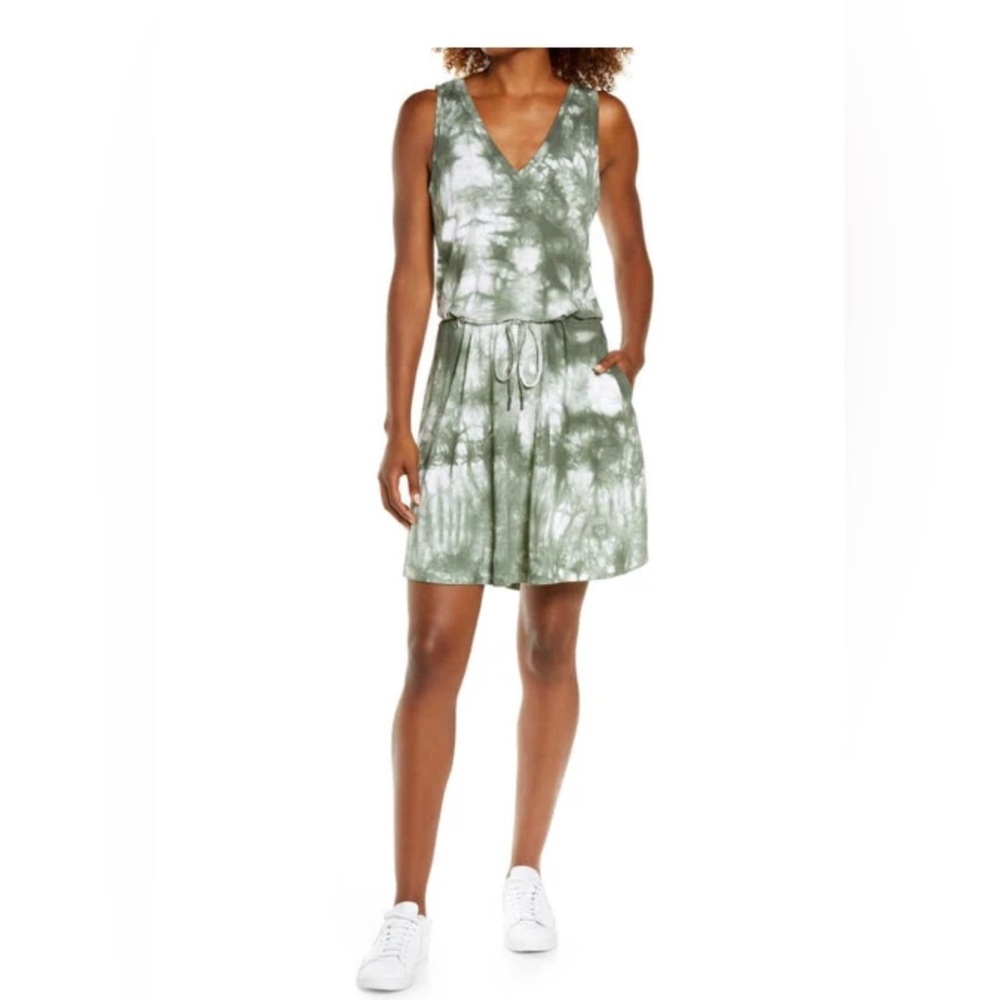 Sweaty Betty London Take it Easy dress moss green size M light jersey yoga comfy